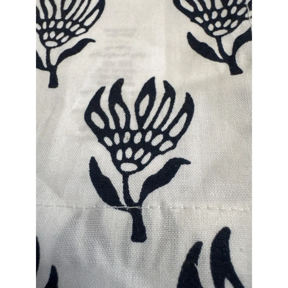 Pottery Barn Sandra Block Print Napkins Navy White Organic Cotton Set of 5 20x20